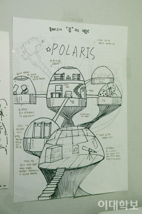 학문관에 위치한 별방(폴라리스의 동방)에는 폴라리스가 꿈꾸는 별방 그림이 붙어있다. <strong>변하영 사진기자